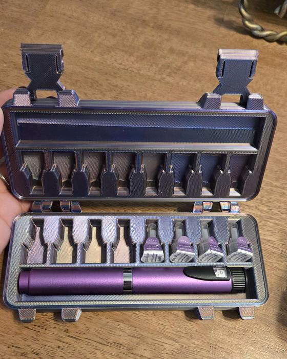 Purple travel case with slots